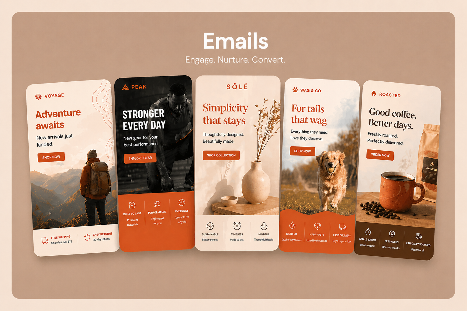 Vily email designs - on-brand email creative across many industries