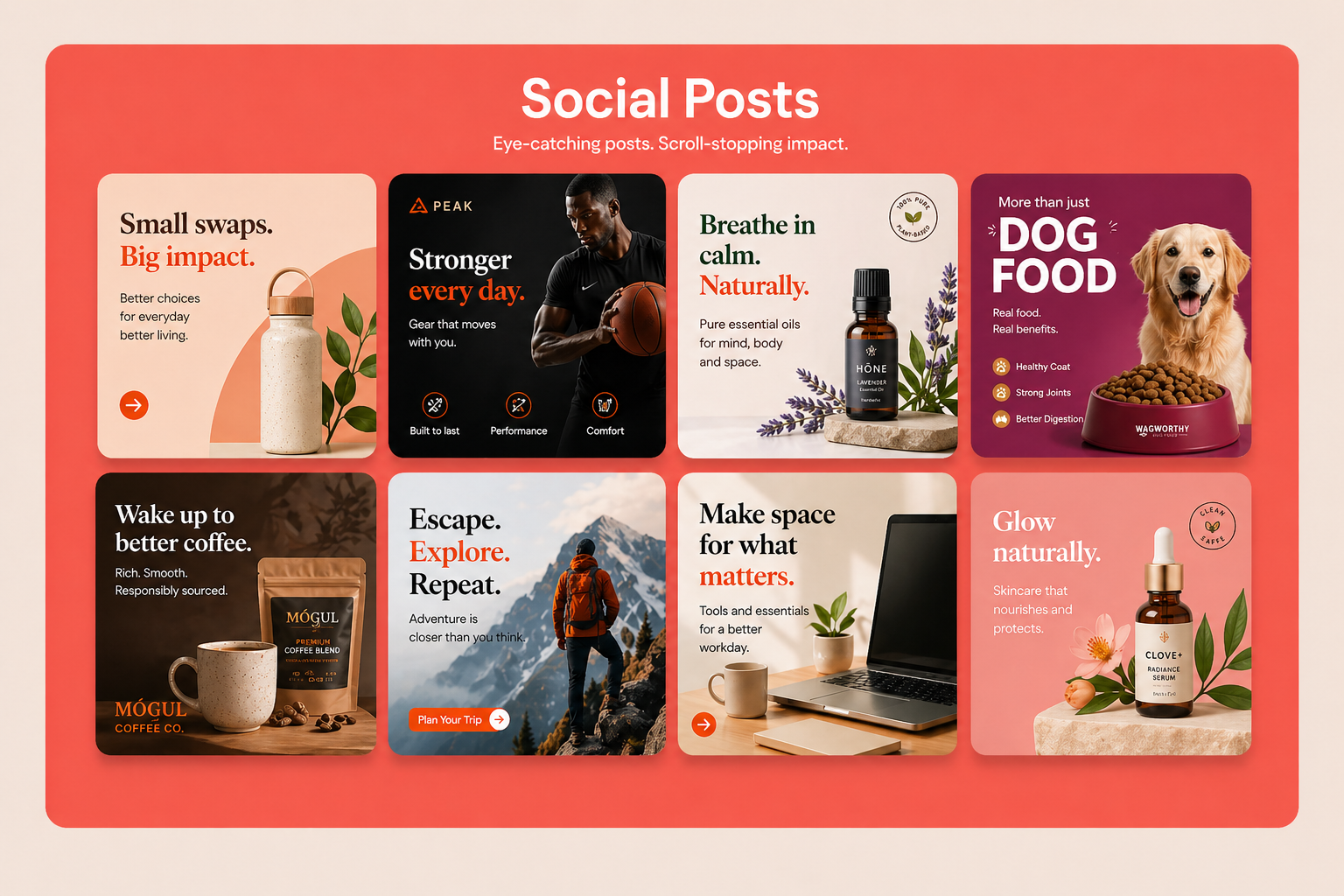 Vily social posts - eye-catching, scroll-stopping social content for every channel